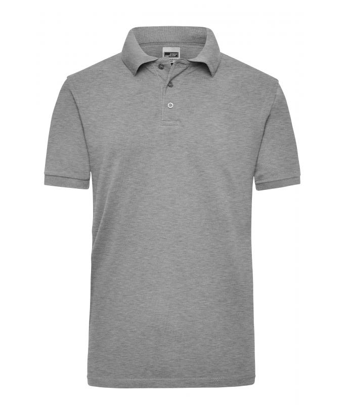 Workwear Polo Men in Grey-heather mit Logo-Vorschau – Vorderseite