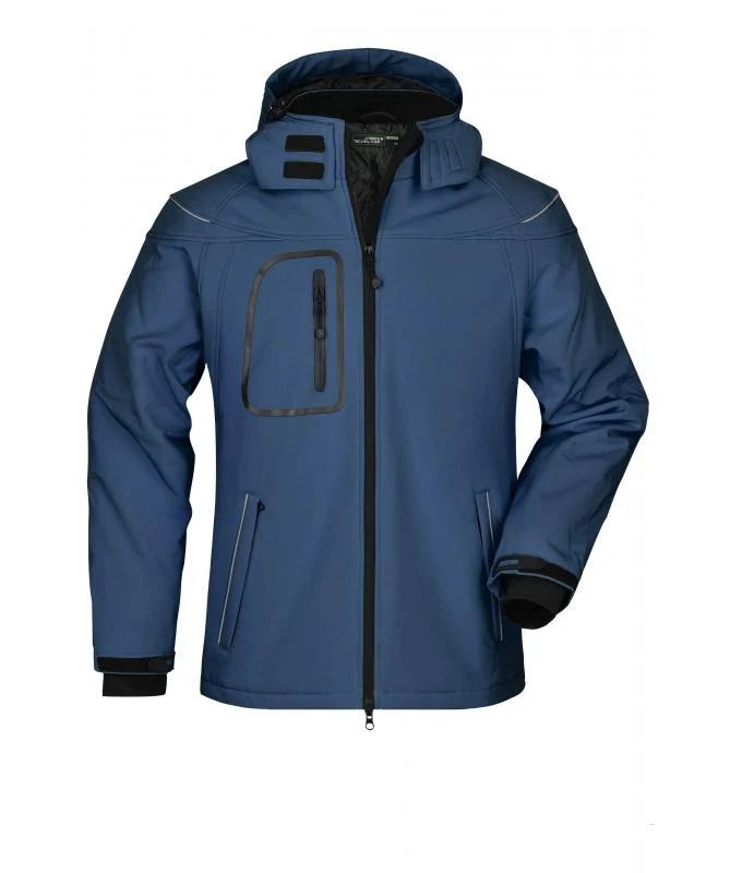 Men’s Winter Softshell Jacket in Navy, Aqua, Black, Carbon, Orange, Red mit Logo-Vorschau – Vorderseite
